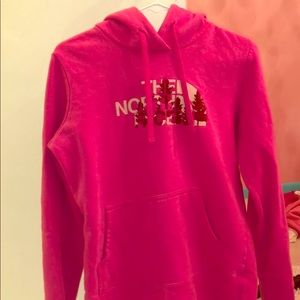 Pink north face hoodie